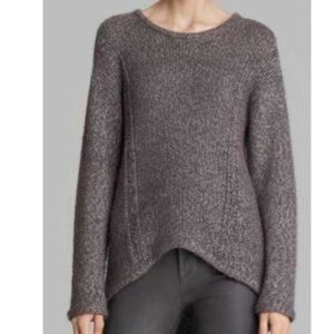 HELMUT LANG Alpaca Wool Blend High/Low Sweater, Grey/Brown Mélange Size S